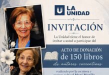 Imponen nombre Marta Elgul de París a biblioteca de “La Unidad” y reciben donación de libros correntinos