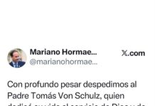 Necrológicas: pesar por el fallecimiento del padre Tomás Von Schulz
